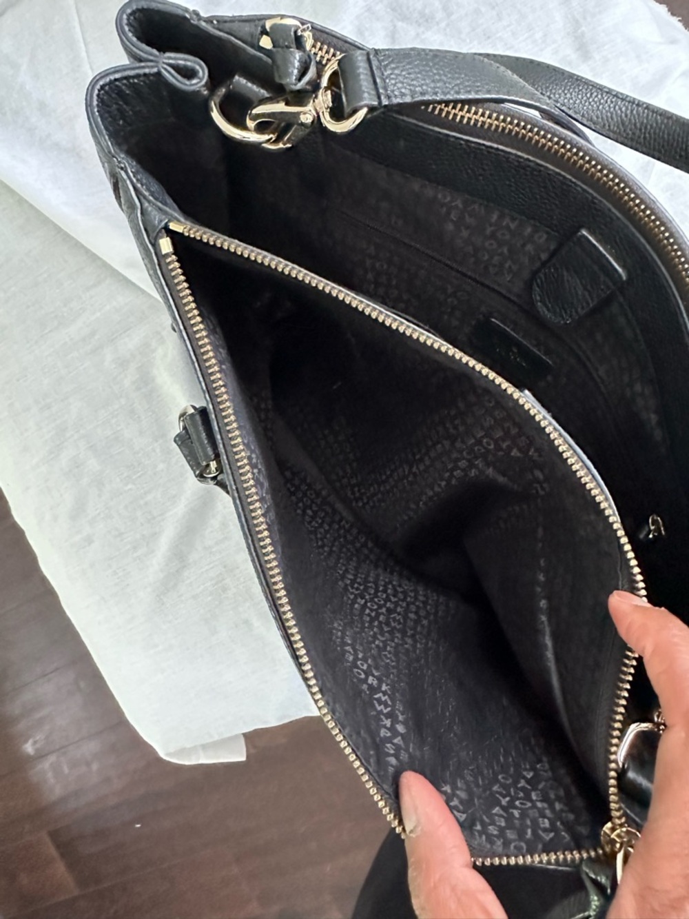 Kate Spade Black Pebbled Leather Satchel Shoulder Bag Top Handle Crossbody Tote - Picture 9 of 16